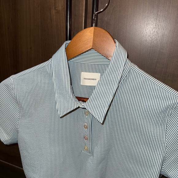 7 Diamonds Crop Ladies Collared Shirt - Picture 6 of 7